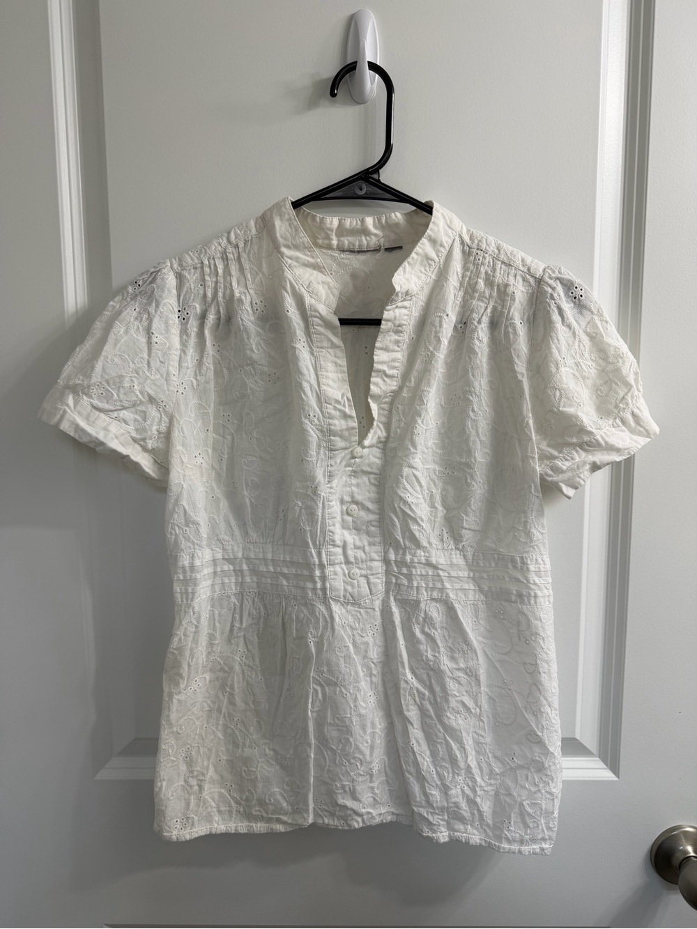 White Eyelet Short-Sleeve Shirt